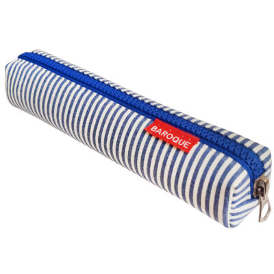 Trousse à crayons design rayé avec fermeture éclair petite taille