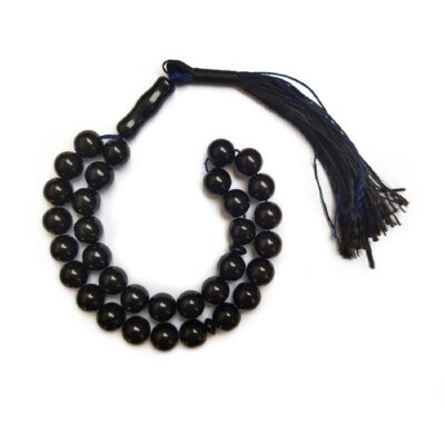 Chapelet islamique en agate noire avec 33 perles