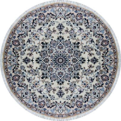Tapis persan avec laine authentique noué à la main à Nain Médaillon