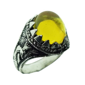 Bague en Citrine Jaune Persane en Argent pour Homme Élégance