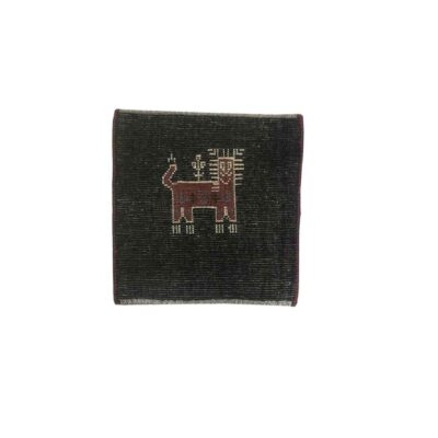 Tapis Gabbeh en laine persane véritablement tissé à la main avec motifs animaliers lion noir