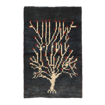 Tapis en laine Gabbeh persan tissé à la main en Fars arbre charbon