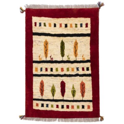 Tapis Gabbeh en laine persane véritablement tissé à la main en Fars motifs d’arbre