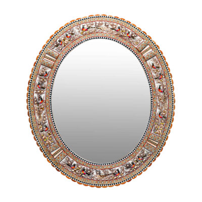 Cadre de miroir en bois persan – Design en relief Khatamkari