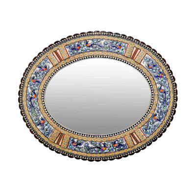 Cadre de miroir en bois persan – Modèle elliptique Khatamkari