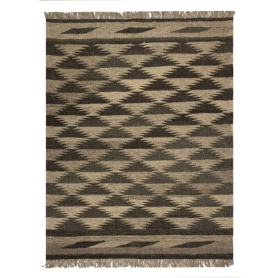 Tapis en laine Kilim persan tissé à la main en Shiraz marron
