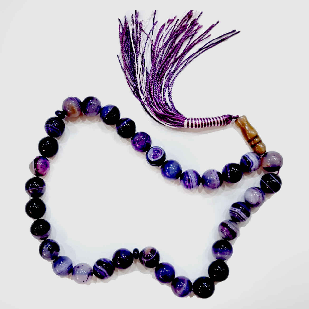 Chapelet islamique en agate de Madagascar avec 33 perles