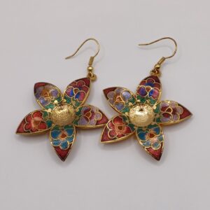 Boucles d’oreilles pendantes en cuivre émaillées pour femmes, indiennes