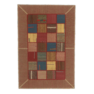 Tapis Kilim Persan Patchwork Tissé à la Main Rouge Brique