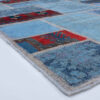 Tapis Persan Patchwork Noué à la Main Géométrique Bleu