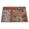 Tapis Persan Vintage Patchwork Noué à la Main Géométrique Marron