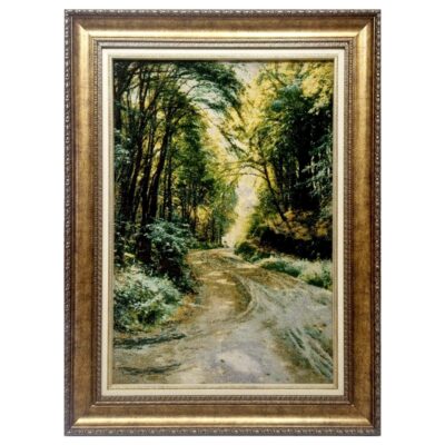 Tapis persan figuratif noué à la main représentant une forêt