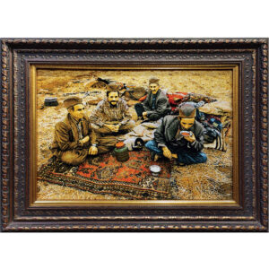 Hand-Knotted Persian Pictorial Rug from Tabriz Depicting Nomadic People