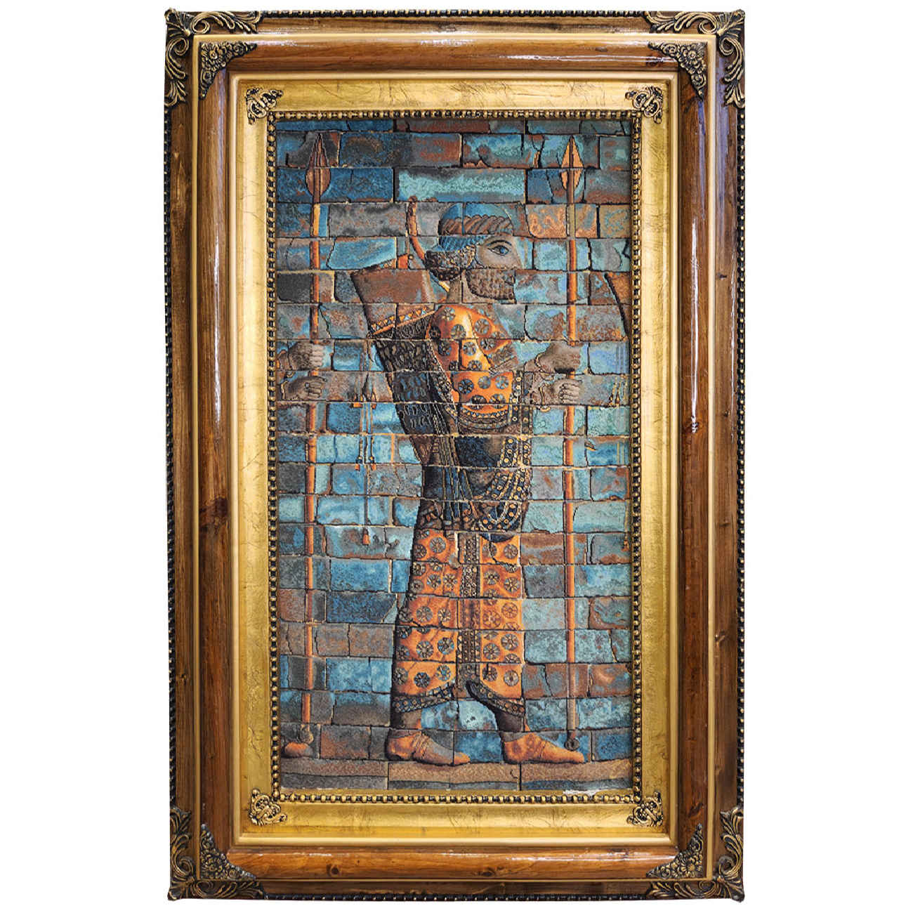 Hand-Knotted Persian Pictorial Rug from Tabriz Depicting Persepolis Soldier