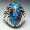 Bague en Argent Persan Faite Main Modèle Araignée avec Turquoise de Neyshabur pour Homme