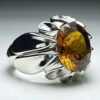 Bague en Citrine Jaune Persane en Argent pour Homme Dara