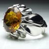 Bague en Citrine Jaune Persane en Argent pour Homme Dara