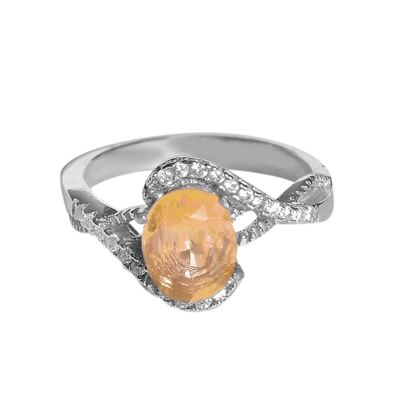 Bague en Citrine Jaune en Argent pour Femme