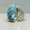 Bague en Argent Persan Faite Main pour Homme avec Turquoise de Neyshabur