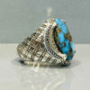 Bague en Argent Persan Faite Main pour Homme avec Turquoise de Neyshabur