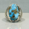 Bague en Argent Persan Faite Main pour Homme avec Turquoise de Neyshabur