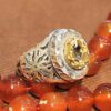 Bague en Citrine Jaune Persane en Argent pour Homme Varshasb