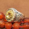 Bague en Citrine Jaune Persane en Argent pour Homme Varshasb