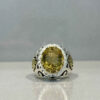 Persian Yellow Citrine Silver Ring for MBague en Citrine Jaune Persane en Argent pour Homme Tirdaden Tirdad