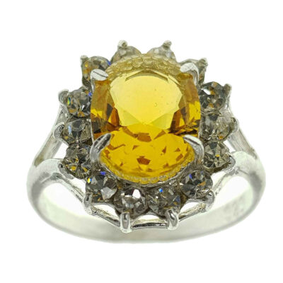 Bague en Citrine Jaune en Argent pour Femme Artisan