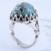 Bague en Argent Persan Faite Main avec Turquoise de Neyshabur