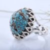 Bague en Argent Persan Faite Main avec Turquoise de Neyshabur