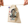 Sac de rangement en coton à cordon - Écologique et réutilisable avec Motif Homayoun Shajarian