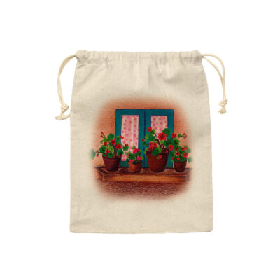Sac de rangement en coton à cordon – Écologique et réutilisable avec Motif Floral