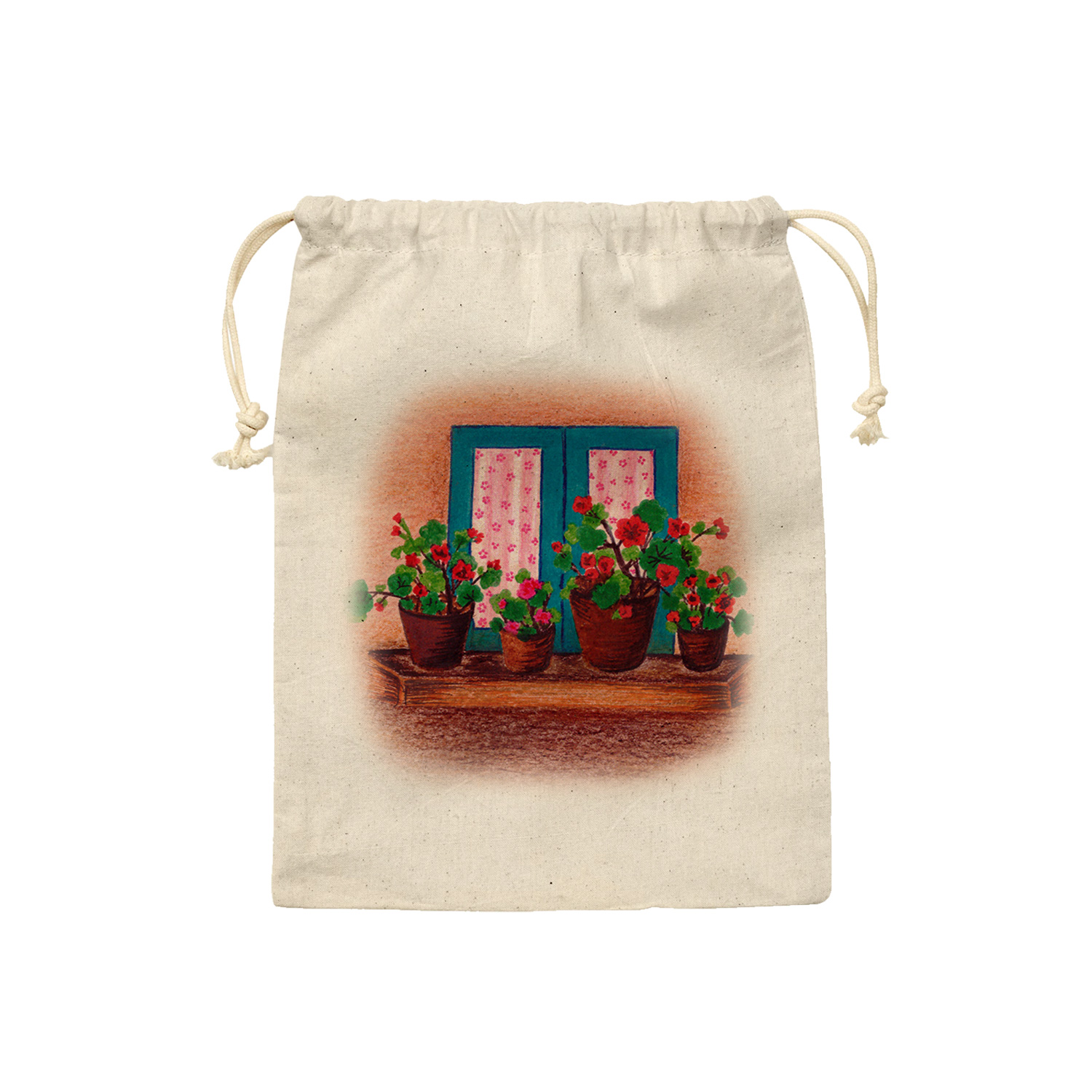 Sac de rangement en coton à cordon - Écologique et réutilisable avec Motif Floral