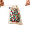 Sac de rangement en coton à cordon - Écologique et réutilisable Motif de Carreaux Sadia
