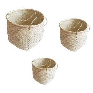 Ensemble de 3 paniers de rangement en feuille de palmier tissés à la main persan