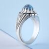 Bague en Argent Persan Faite Main pour Homme avec Turquoise de Neyshabur
