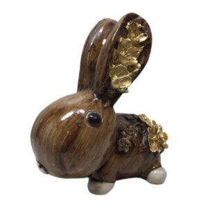 Figurine décorative de lapin assis pour décor de maison – Sculpture adorable de lapin
