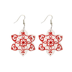Boucles d’oreilles en céramique pour femmes – Style traditionnel, Fleur