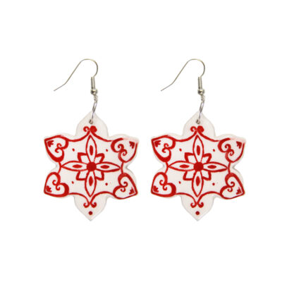 Boucles d’oreilles en céramique pour femmes – Style traditionnel, Fleur