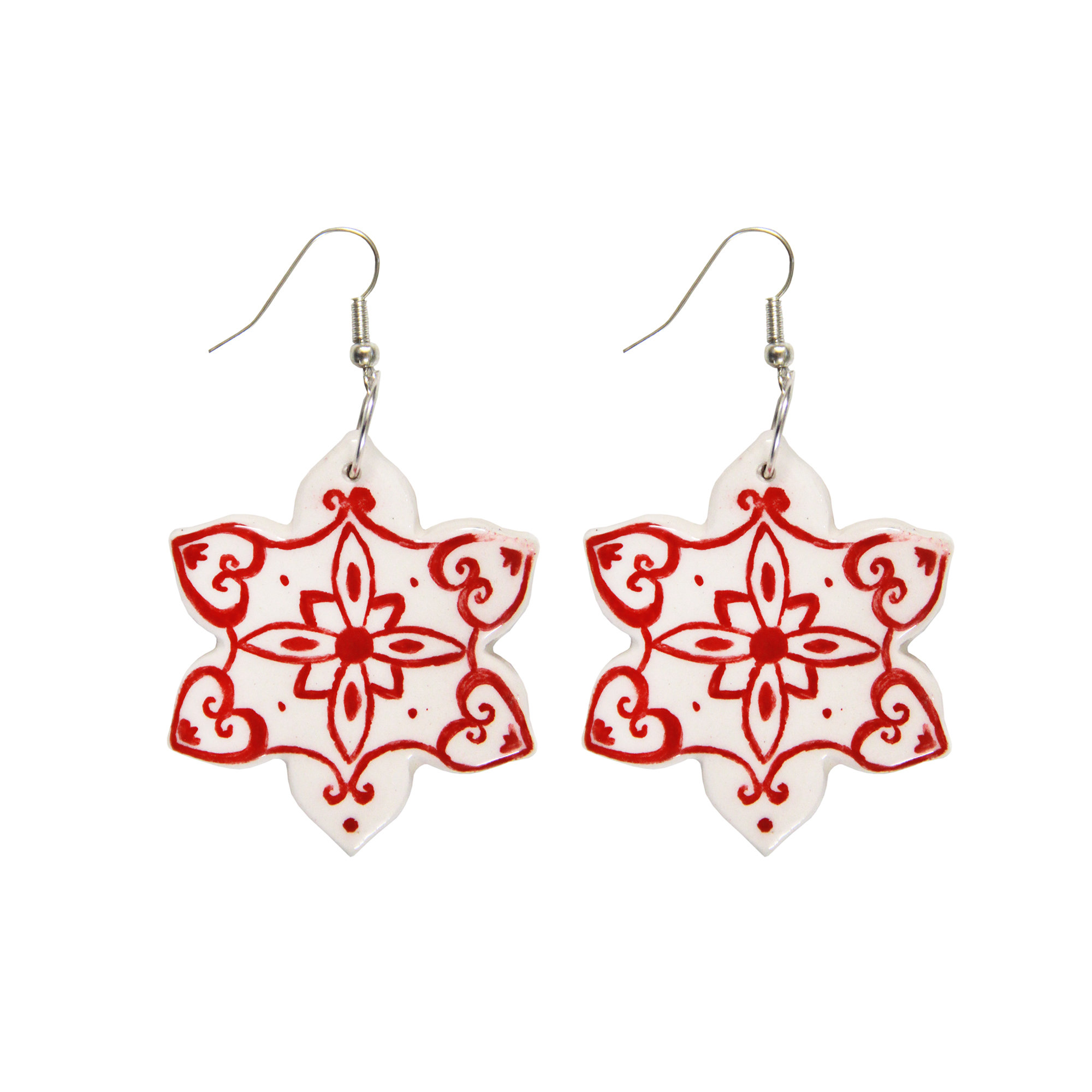 Boucles d'oreilles en céramique pour femmes – Style traditionnel, Fleur