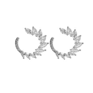 Boucle d’Oreille à Clou Plaquée Rhodium pour Femme Grain de Blé
