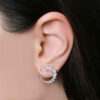 Boucle d'Oreille à Clou Plaquée Rhodium pour Femme Grain de Blé