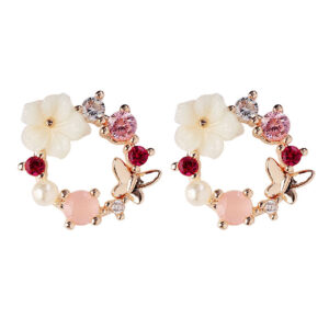 Boucles d’oreilles puces pour femmes design floral