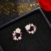 Boucles d'oreilles puces pour femmes design floral