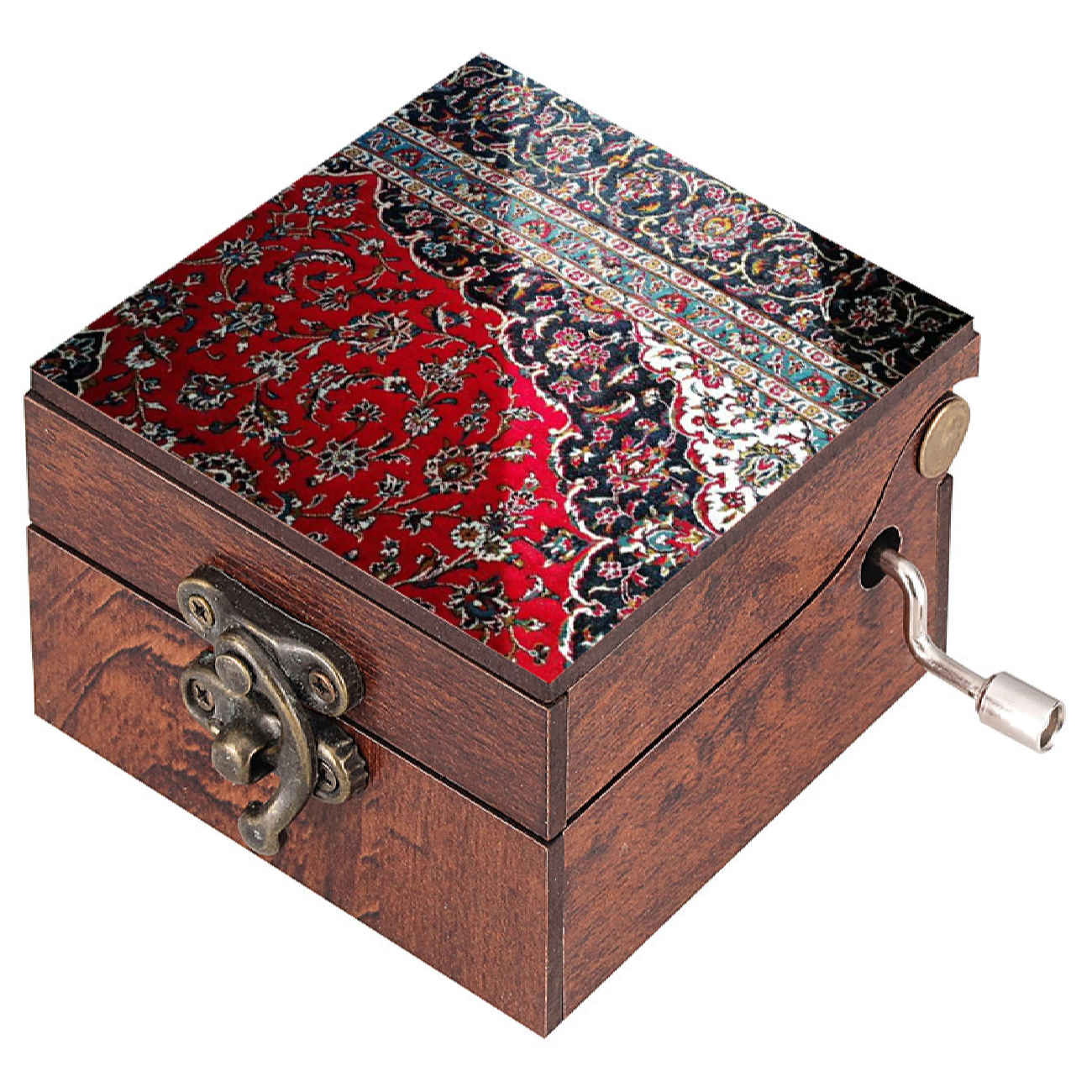 Boîte à Musique en Bois – Motif Tapis Persan