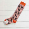 Chaussettes montantes pour femmes orange avec design de cerf
