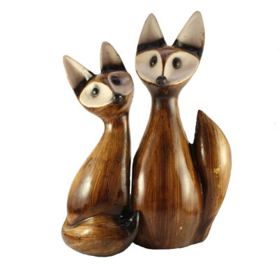 Ensemble de 2 figurines décoratives de renards – Art d’animal des bois