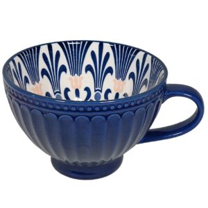 Tasse en céramique artistique – À la main, avec design floral traditionnel bleu