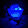 Lampe de sel persane en bol – morceaux de sel naturel & base en bois